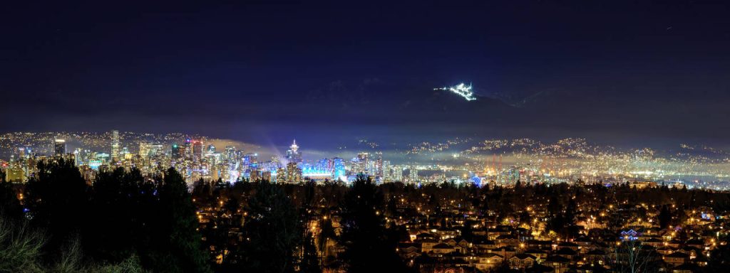 Vancouver nigh sky includes next door night skiing every evening.